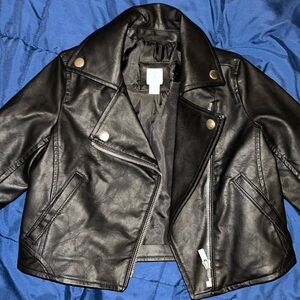Gap toddler black leather jacket size 3